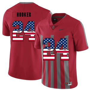 Ohio State Malik Hooker 24 American Flag Red 2 Football Jersey