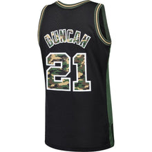 Load image into Gallery viewer, Tim Duncan San Antonio Spurs Mitchell &amp; Ness Straight Fire Camo Swingman Jersey – Black