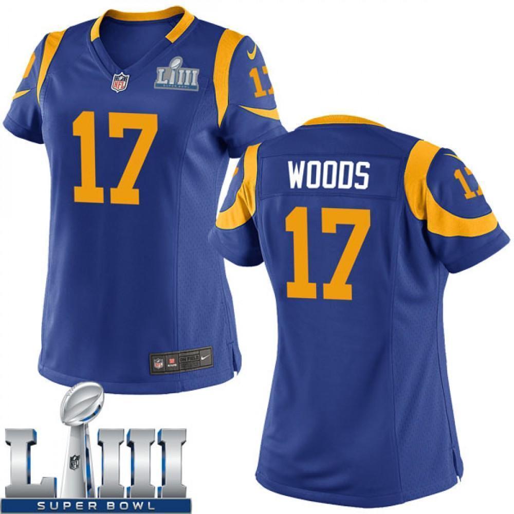 Women's Robert Woods #17 Los Angeles Rams  Super Bowl Liii Patch 2019 - Royal