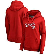 Load image into Gallery viewer, Washington Nationals  Branded Women's Team Lockup Pullover Hoodie - Red MLB Women Pullover Hoodie