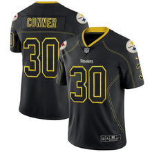 Load image into Gallery viewer, Steelers #30 Connerlights Out Black Color Rush Limited Jersey - NFL Jersey