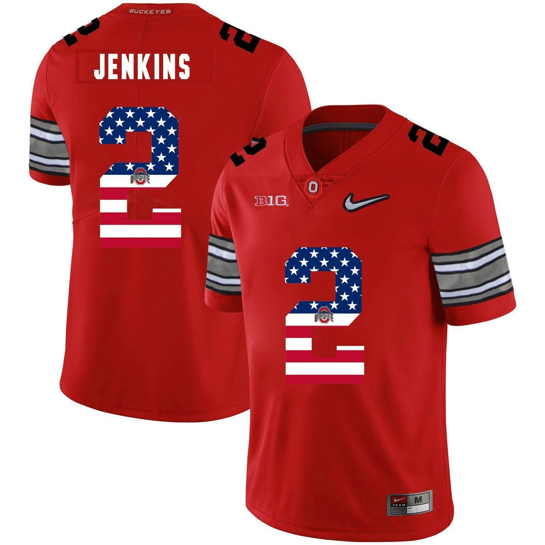 Ohio State Malcolm Jenkins 2 American Flag Red 1 Football Jersey