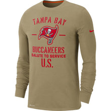 Load image into Gallery viewer, Tampa Bay Buccaneers Nike 2019 Salute To Service Sideline Performance Long Sleeve Shirt - Tan - NFL Long Sleeve