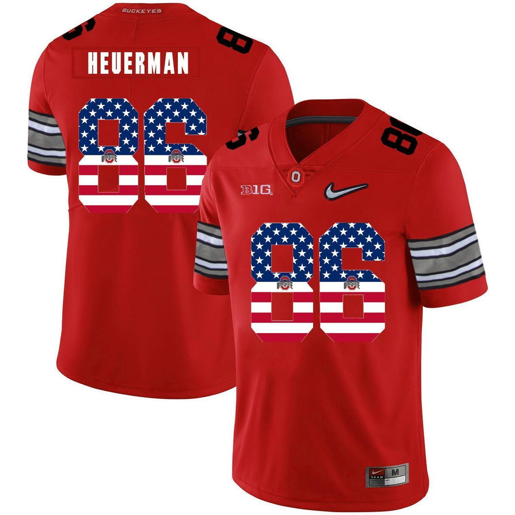 Ohio State Jeff Heuerman 86 American Flag Red 1 Football Jersey