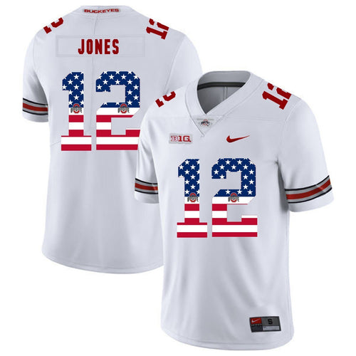 Ohio State Cardale Jones 12 American Flag White 2 Football Jersey