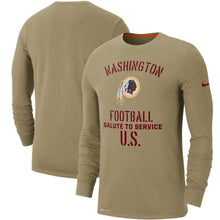 Load image into Gallery viewer, Washington Redskins Nike 2019 Salute To Service Sideline Performance Long Sleeve Shirt - Tan - NFL Long Sleeve