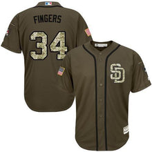Load image into Gallery viewer, Padres 34 Rollie Fingers Green Salute To Service Stitched Mlb Jersey
