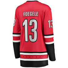 Load image into Gallery viewer, Warren Foegele Carolina Hurricanes Women's Home Breakaway Player Jersey - Red NHL Women Jersey
