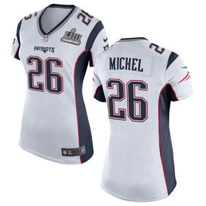 Women's Sony Michel #26 New England Patriots Super Bowl Liii Champions Patch 2019 - White