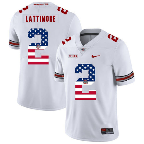 Ohio State Marshon Lattimore 2 American Flag White 2 Football Jersey