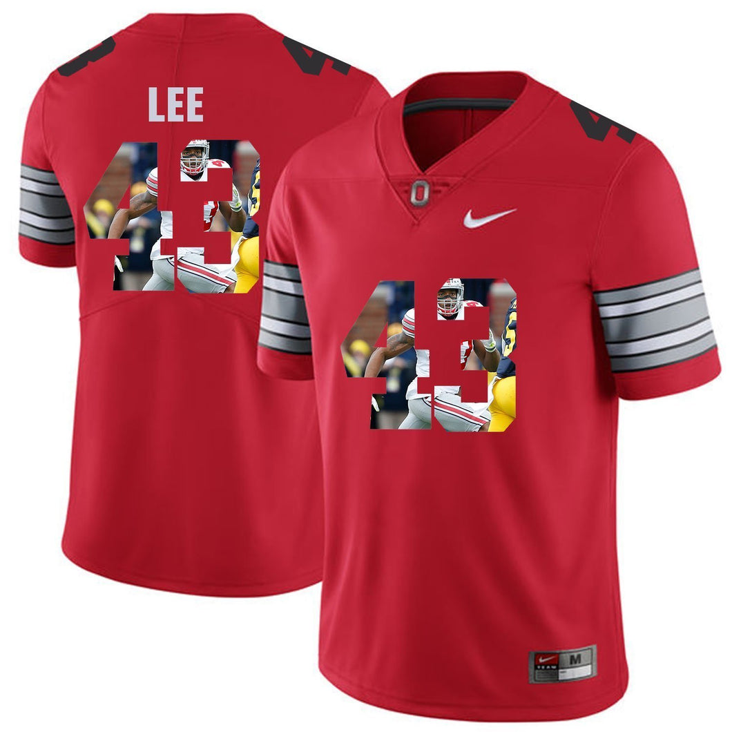 Ohio State Lee 43 Digital Art Red Football Jersey