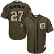 Load image into Gallery viewer, Tigers 27 Jordan Zimmermann Green Salute To Service Stitched Mlb Jersey