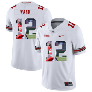 Ohio State Denzel Ward 12 Digital Art White 2 Football Jersey