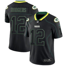 Load image into Gallery viewer, Packers #12 Rodgerslights Out Black Color Rush Limited Jersey - NFL Jersey