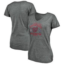 Load image into Gallery viewer, Washington Nationals  Women's 2019 National League Champions Breaking Ball Tri-Blend V-Neck T-Shirt - Heather Gray MLB Women T-shirt