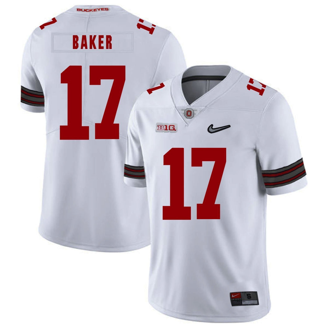 Ohio State Jerome Baker 17 White Football Jersey