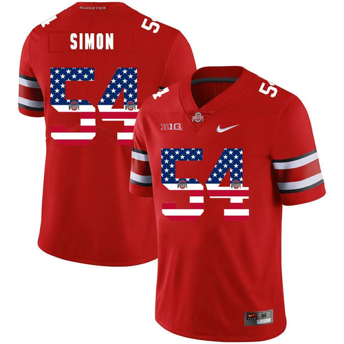 Ohio State John Simon 54 American Flag Red 3 Football Jersey