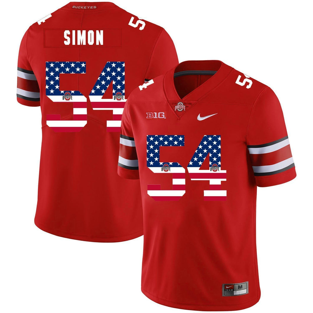 Ohio State John Simon 54 American Flag Red 3 Football Jersey