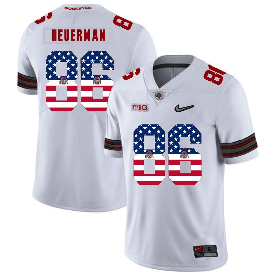 Ohio State Jeff Heuerman 86 American Flag White 1 Football Jersey