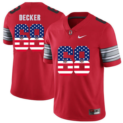 Ohio State Decker 68 Red American Flag Football Jersey