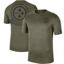 Load image into Gallery viewer, Pittsburgh Steelers Nike 2019 Salute To Service Sideline Seal Legend Performance T-Shirt - Olive - NFL TShirt