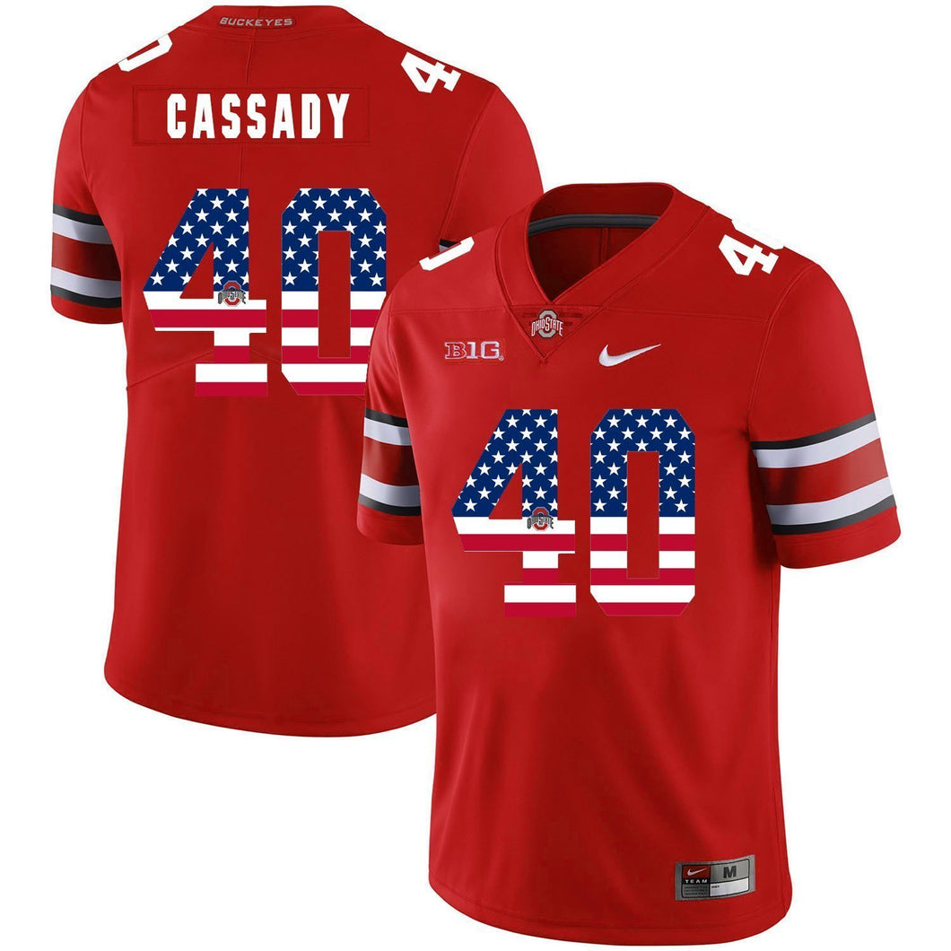 Ohio State Howard Cassady 40 American Flag Red 3 Football Jersey