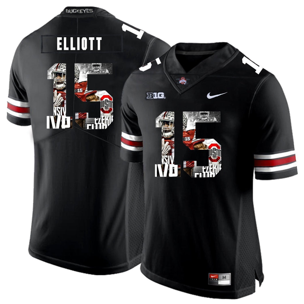 Ohio State Ezekiel Elliott 15 Digital Art Black 2 Football Jersey