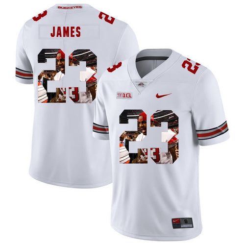 Ohio State Lebron James 23 Digital Art White 2 Football Jersey