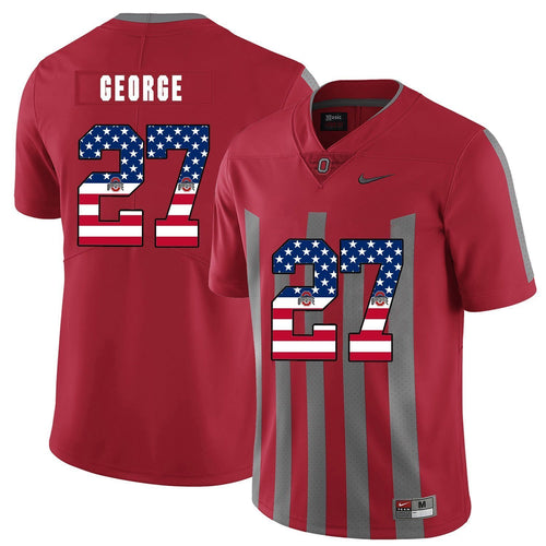 Ohio State Eddie George 27 American Flag Red 2 Football Jersey