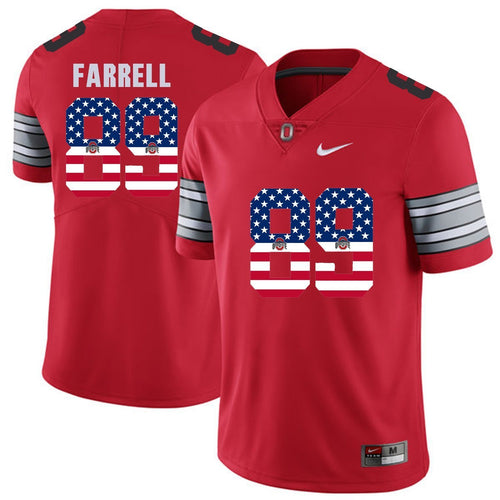 Ohio State Farrell 89 American Flag Red Football Jersey