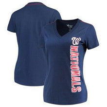 Load image into Gallery viewer, Washington Nationals G-Iii 4Her By Carl Banks Women's Asterisk V-Neck T-Shirt - Navy MLB Women T-shirt