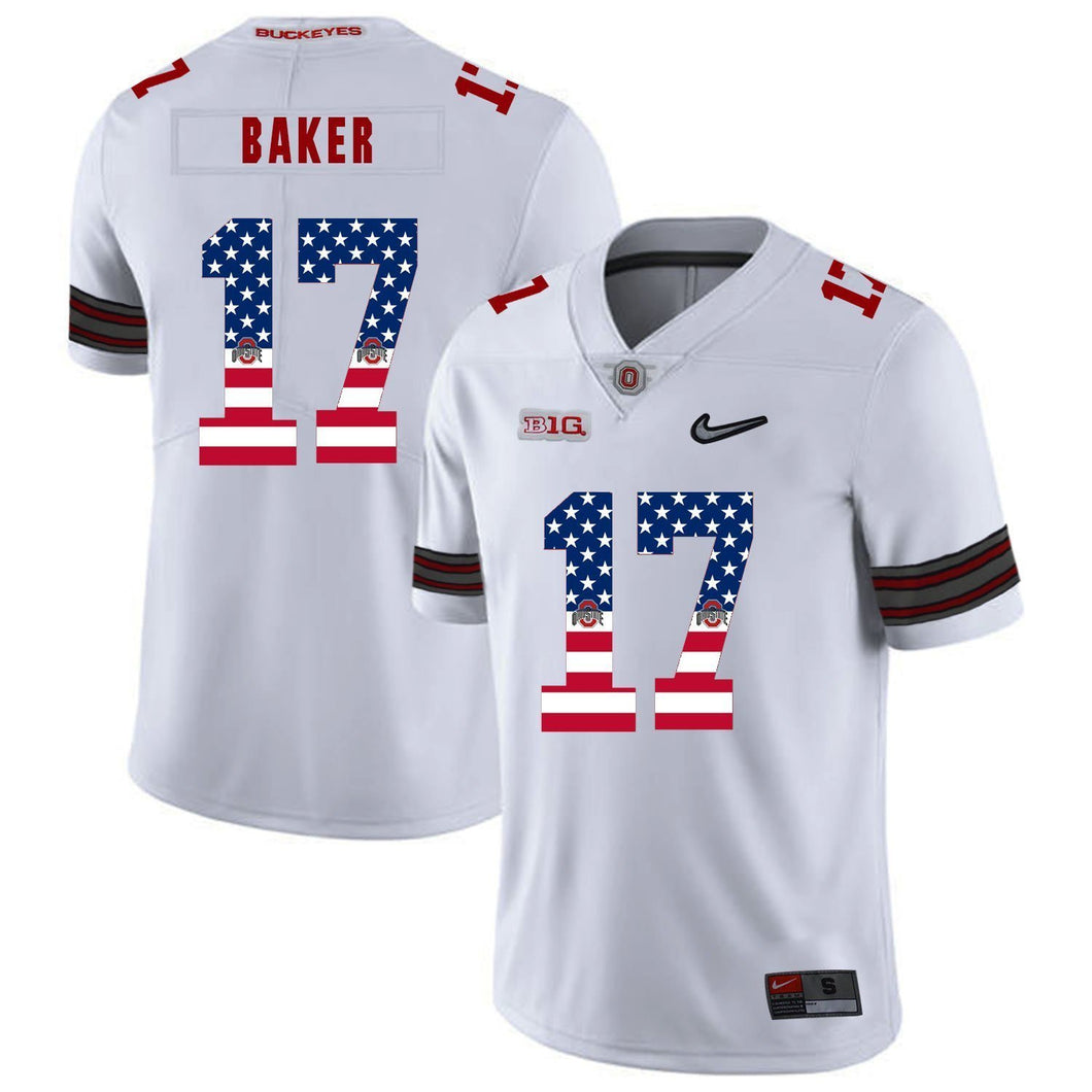 Ohio State Jerome Baker 17 American Flag White 1 Football Jersey