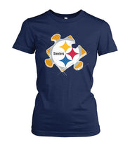 Load image into Gallery viewer, Pittsburgh-Steelers Puzzle Collection T-Shirt 2018 - Ladies Tee