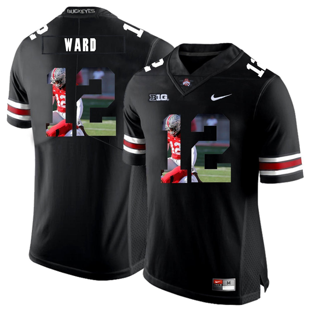 Ohio State Denzel Ward 12 Digital Art Black 2 Football Jersey