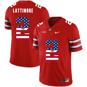 Ohio State Marshon Lattimore 2 American Flag Red 3 Football Jersey