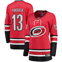 Load image into Gallery viewer, Warren Foegele Carolina Hurricanes Women's Home Breakaway Player Jersey - Red NHL Women Jersey