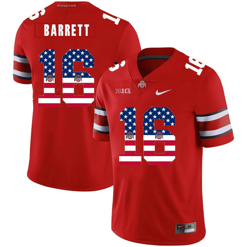 Ohio State J.T. Barrett 16 American Flag Red 3 Football Jersey