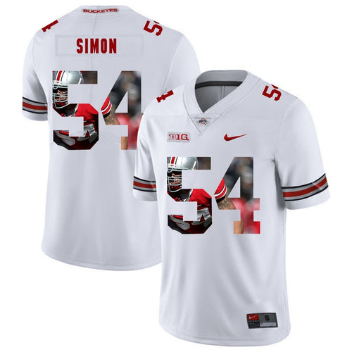 Ohio State John Simon 54 Digital Art White 2 Football Jersey