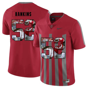 Ohio State Johnathan Hankins 52 Digital Art Red 2 Football Jersey