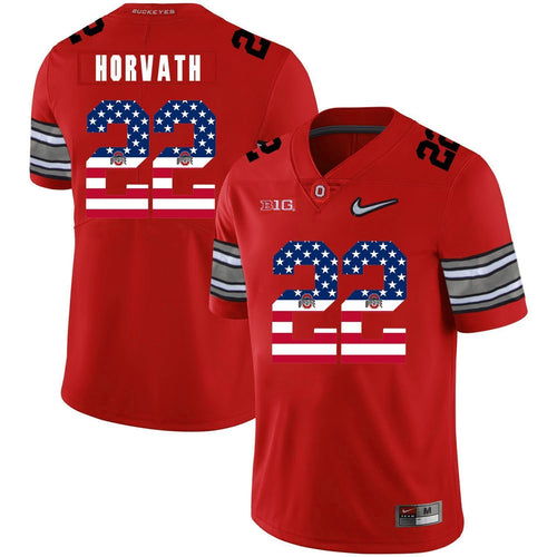 Ohio State Les Horvath 22 American Flag Red 1 Football Jersey