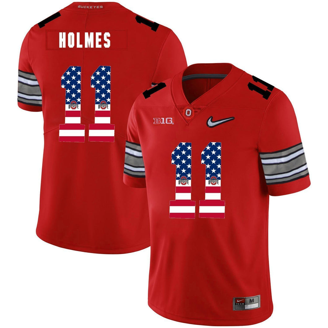 Ohio State Jalyn Holmes 11 American Flag Red 1 Football Jersey