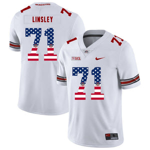 Ohio State Corey Linsley 71 American Flag White 2 Football Jersey