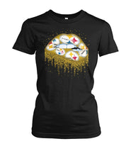 Load image into Gallery viewer, Pittsburgh-Steelers Twinkle Lips Tshirt - Ladies V-Neck