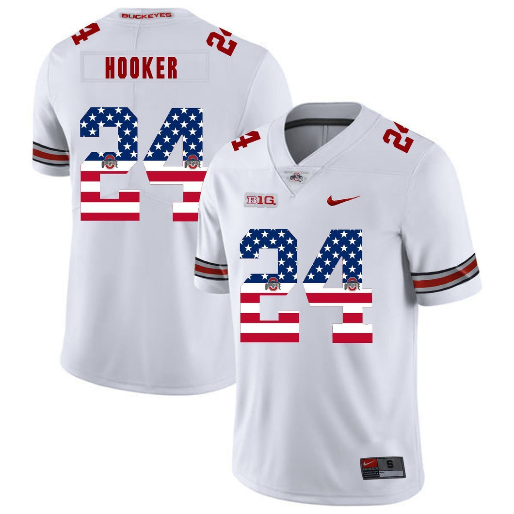 Ohio State Malik Hooker 24 American Flag White 2 Football Jersey