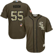 Load image into Gallery viewer, White Sox 55 Carlos Rodon Green Salute To Service Stitched Mlb Jerseyy