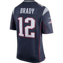 Load image into Gallery viewer, Tom Brady New England Patriots Youth Team Color Game Jersey - Navy Blue