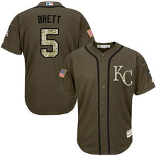 Load image into Gallery viewer, Royals 5 George Brett Green Salute To Service Stitched Mlb Jersey