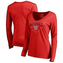 Load image into Gallery viewer, Washington Nationals  Women's Live For It Long Sleeve T-Shirt - Red MLB Women T-shirt