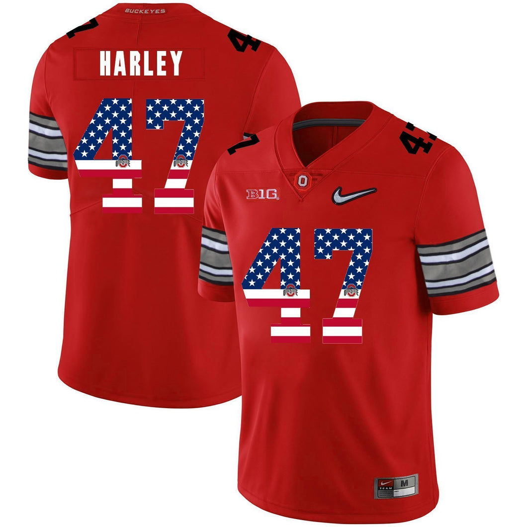 Ohio State Chic Harley 47 American Flag Red 1 Football Jersey