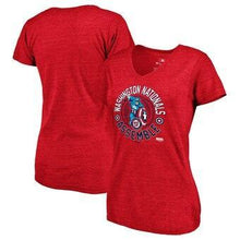 Load image into Gallery viewer, Washington Nationals  Women's Marvel To The Captain Tri-Blend V-Neck T-Shirt - Red MLB Women T-shirt